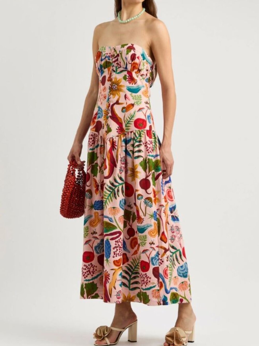 Gorgeous FARM Rio Anthropologie Bright Farm Strapless Linen Maxi Dress XXS NWT